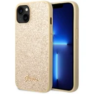 Etui i futerały do telefonów - Etui Guess Glitter Script do Apple iPhone 14 Złoty - miniaturka - grafika 1