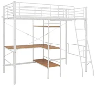 Łóżka dla dzieci i młodzieży - Białe metalowe łóżko z biurkiem i regałem 90x200 cm - Morgan - miniaturka - grafika 1