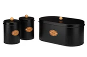 Pojemniki kuchenne - Komplet chlebak i 2 pojemniki SIMO COFFEE TEA czarny kawa herbata - miniaturka - grafika 1