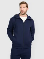Bluzy męskie - 4F Bluza dresowa rozpinana z kapturem męska - granatowa XXL - miniaturka - grafika 1