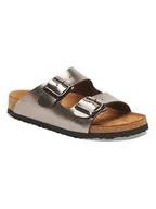 Klapki i japonki damskie - Comfortfusse Skórzane klapki w kolorze szarobrązowym - miniaturka - grafika 1