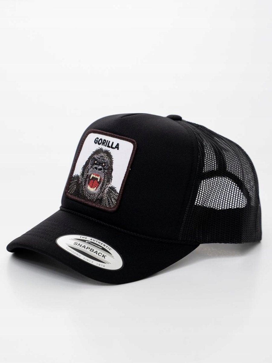 Czapka Z Daszkiem Trucker Czarna Z Gorylem Mystars Gorilla Z Siatką Modna
