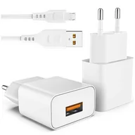 Ładowarki do telefonów - Ładowarka sieciowa USB 2.4A Single Fast Charger + Kabel USB do micro USB 2400mAh 12W Biała - miniaturka - grafika 1