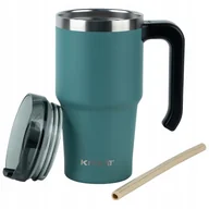 Kubki termiczne - Kubek termiczny ze słomką ustnikiem z uchwytem 600 ml zielony KITE - miniaturka - grafika 1