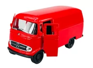 Samochody i pojazdy dla dzieci - WELLY MERCEDES-BENZ L319 BEZ OKIEN CZERWONY 1:34 SAMOCHÓD NOWY METALOWY MODEL - miniaturka - grafika 1