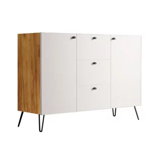 Komoda na metalowych nogach w stylu loft dąb craft + biały - Larkso 3X - Komody - miniaturka - grafika 1