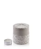 Świeczniki - ŚWIECA LAMPION WALEC 120X120 DIAMENT LEN BIAŁY - miniaturka - grafika 1