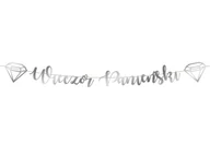 Dekoracje sali - Baner z napisem Wieczór Panieński srebrny - 140 cm - 1 szt. - miniaturka - grafika 1