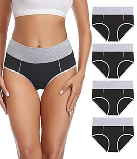 wirarpa Bielizna damska, wysoka talia, bawełna, figi, majtki damskie, wielopak, czarny, M - Majtki damskie - miniaturka - grafika 1