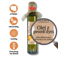 Zdrowa żywność - Olej z pestek dyni nierafinowany tłoczony na zimno 250 ml Olejarnia Giewont - miniaturka - grafika 1