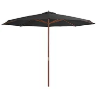 Parasole ogrodowe - vidaXL Parasol ogrodowy na drewnianym słupku, 350 cm, antracytowy - miniaturka - grafika 1