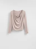 Bluzki damskie - Reserved - Bluzka z wiskozą - beżowy - miniaturka - grafika 1