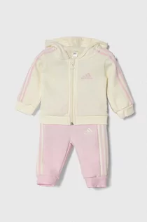 Dresy i komplety dla dziewczynek - adidas dres niemowlęcy kolor beżowy - grafika 1