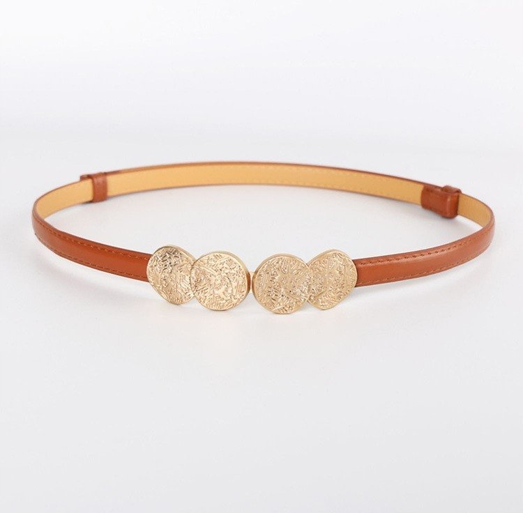 brązowy PASEK damski skóra elegancki dodatek do płaszcza sukienki dla pani