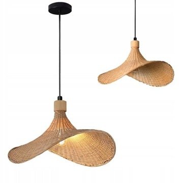 Lampa Wisząca Boho Naturalna Brązowa Pleciona Kapelusz 50CM APP1641