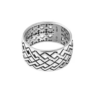 Pierścionki - Pierścionek srebrny oksydowany – geometryczny przeplatany wzór R17 - miniaturka - grafika 1
