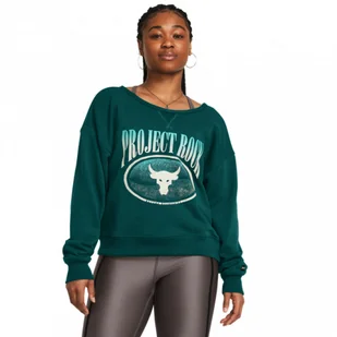 Damska bluza treningowa nierozpinana bez kaptura Under Armour Project Rock HW Terry LS Q1 - zielona - Bluzy damskie - miniaturka - grafika 1