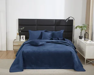 Granatowa Narzuta Pikowana Velvet na Łóżko 240x220 MAYA - Narzuty - miniaturka - grafika 1