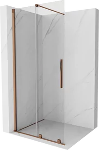 Mexen Velar drzwi prysznicowe rozsuwane Walk-in 110 cm, transparent, różowe złoto - 871-110-000-03-60 - Ścianki i drzwi prysznicowe - miniaturka - grafika 1