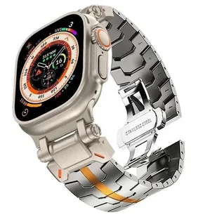 OPASKA PASEK TITANIUM "14" Apple Watch 1/2/3/4/5/6/7/8/9/10/SE/Ultra/Ultra2 42/44/45/46/49mm tytanowo-pomara��czowa - Akcesoria do smartwatchy - miniaturka - grafika 1