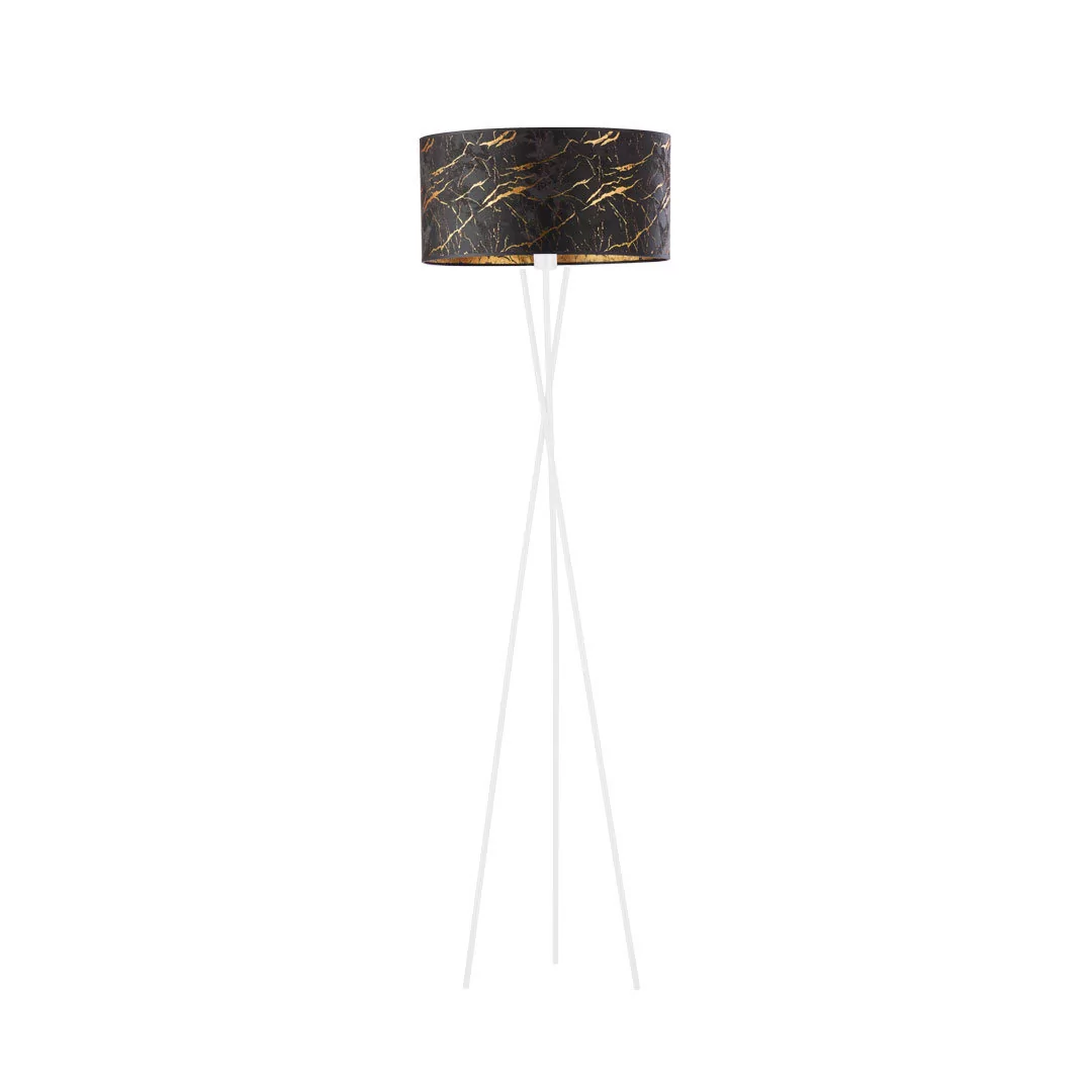 Metalowa lampa podłogowa typu tripod PARYŻ MARMUR, czarny