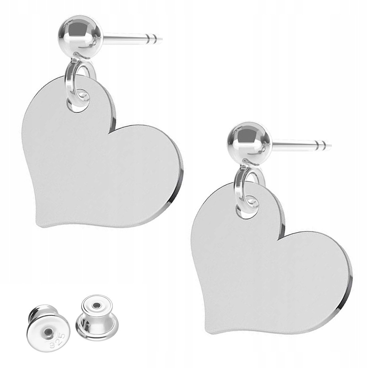 Kolczyki Srebrne Serca Serduszka Heart Blaszki Serce Serduszko SREBRO 925