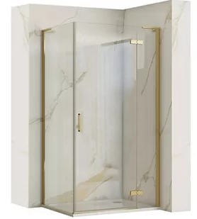Kabina prysznicowa szczotkowane złoto 100x80 uchylna Hugo Rea Gold - Kabiny prysznicowe - miniaturka - grafika 1