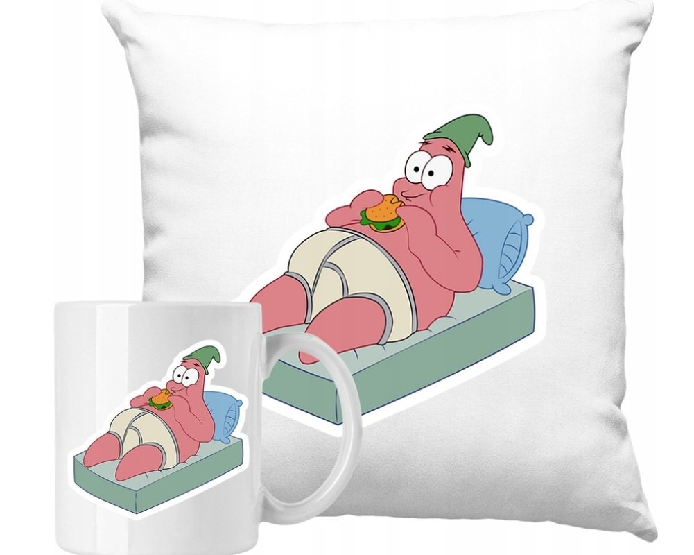 ZESTAW PODUSZKA + KUBEK Spongebob Patryk Rozgwiazda Pomysł Na Prezent #3