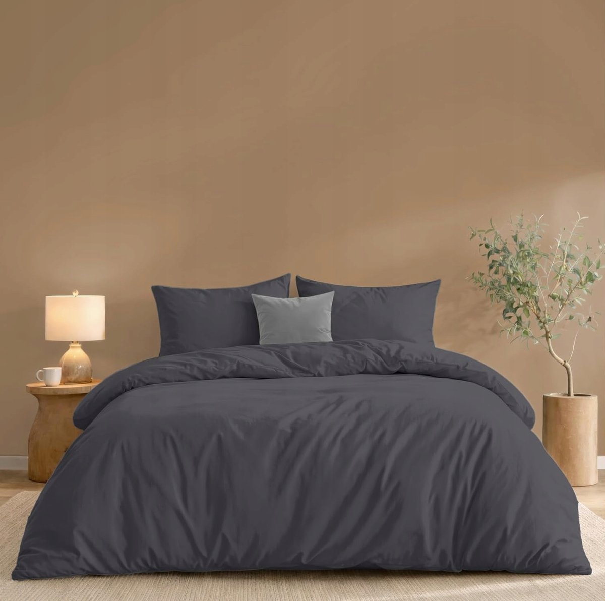 POŚCIELI ZESTAW 240X220CM MIKROFIBRA HIPOALERGICZNY KOMPLET CIEMNOSZARY