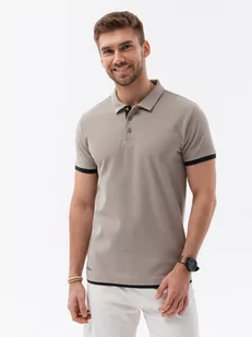 Koszulka męska polo bawełniana - jasnobrązowa S1382 - Koszulki męskie - miniaturka - grafika 1