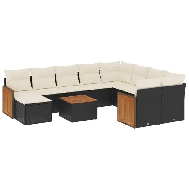 Zestaw mebli ogrodowych modułowych czarny rattan PE 55 x 62 x 69 cm