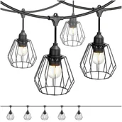 Lampy ogrodowe - ZESTAW CRETE Girlanda ogrodowa 5m + kabel 10m + 5x klosz czarny D1 - miniaturka - grafika 1