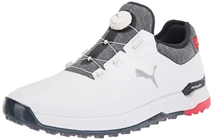 PUMA Męskie buty do golfa ProAdapt Alphacat Disc, białe/granatowe blazer/High Risk Red, 48,5 EU - Buty sportowe męskie - miniaturka - grafika 1