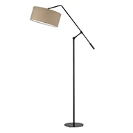 Lampy stojące - Czarna lampa podłogowa łukowa LIBERIA z beżowym abażurem - miniaturka - grafika 1