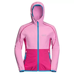 Kurtki i płaszcze dla dziewczynek - Jack Wolfskin Dziewczęca kurtka softshell Turbulence Girls różowy fioletowy 164 - grafika 1