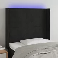 Inne meble do sypialni - vidaXL Zagłówek do łóżka z LED, czarny, 93x16x118/128 cm, aksamit - miniaturka - grafika 1