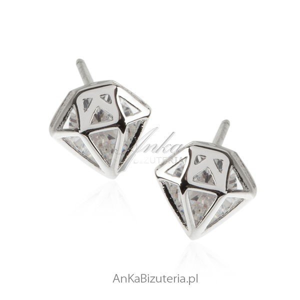 ankabizuteria.pl Kolczyki srebrne z cyrkonią - Diamenty