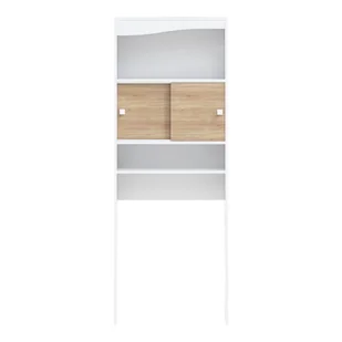 Biała szafka w dekorze dębu nad pralkę/WC 64x177 cm Wave – TemaHome - Szafki łazienkowe - miniaturka - grafika 1