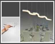 Oprawy, klosze i abażury - Y8008-B-3P Lampa wisząca LED w chromie, klosz biały satynowany, długość 83cm szerokość 10cm, wysokość 100cm 3000k ciepła biel - miniaturka - grafika 1