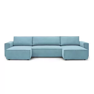 Jasnoniebieski sztruksowy rozkładany narożnik Bobochic Paris Nihad Panoramique - Narożniki - miniaturka - grafika 1