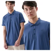 Koszulki męskie - Koszulka polo regular męska 4F 4FWMM00TPTSM367-32S Niebieski Roz. 2XL - miniaturka - grafika 1