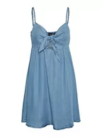 Sukienki - VERO MODA Damska sukienka Vmharper Sl Strap Bow Short Dress, niebieski (medium blue denim), S - miniaturka - grafika 1
