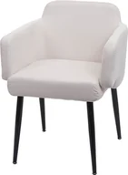 Krzesła - Krzesło do jadalni HWC-L13, krzesło tapicerowane krzesło kuchenne krzesło z podłokietnikami, tkanina/tkanina metal ~ kremowo-biały - miniaturka - grafika 1