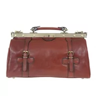 Walizki - Kufer lekarski Torba Podróżna - Ekskluzywna Skóra Licowa brąz - miniaturka - grafika 1