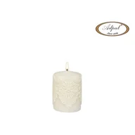 Świece - Świeca pieńkowa 10 x 7 cm koronka IV lakier matowy biała - miniaturka - grafika 1