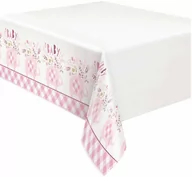 Dekoracje i nakrycia stołu na imprezę - Unique Obrus biało-różowy na roczek dziewczynki - 1 szt. U78373 - miniaturka - grafika 1