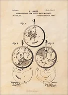 Plakaty - Galeria Plakatu, Plakat, Patent Zegarek Nakręcany Projekt z 1890, sepia, 40x50 cm - miniaturka - grafika 1
