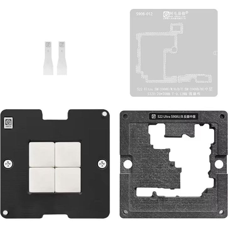 Sito AMAOE 0,12 mm BGA z platformą / podstawką do reballingu płyty głównej do Samsung Galaxy S22 Ultra S908U/B