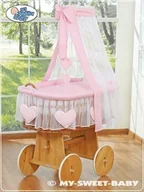 Łóżeczka i kojce - My Sweet Baby Kosz Mojżesza z baldachimem- Amelie różowy - miniaturka - grafika 1