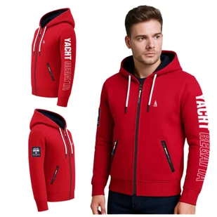 Bluza męska z kapturem rozpinana Yacht Regatta czerwona Captain Mike L - Bluzy męskie Bluza męska z kapturem rozpinana Yacht Regatta czerwona Captain Mike L - Bluzy męskie - miniaturka - grafika 1